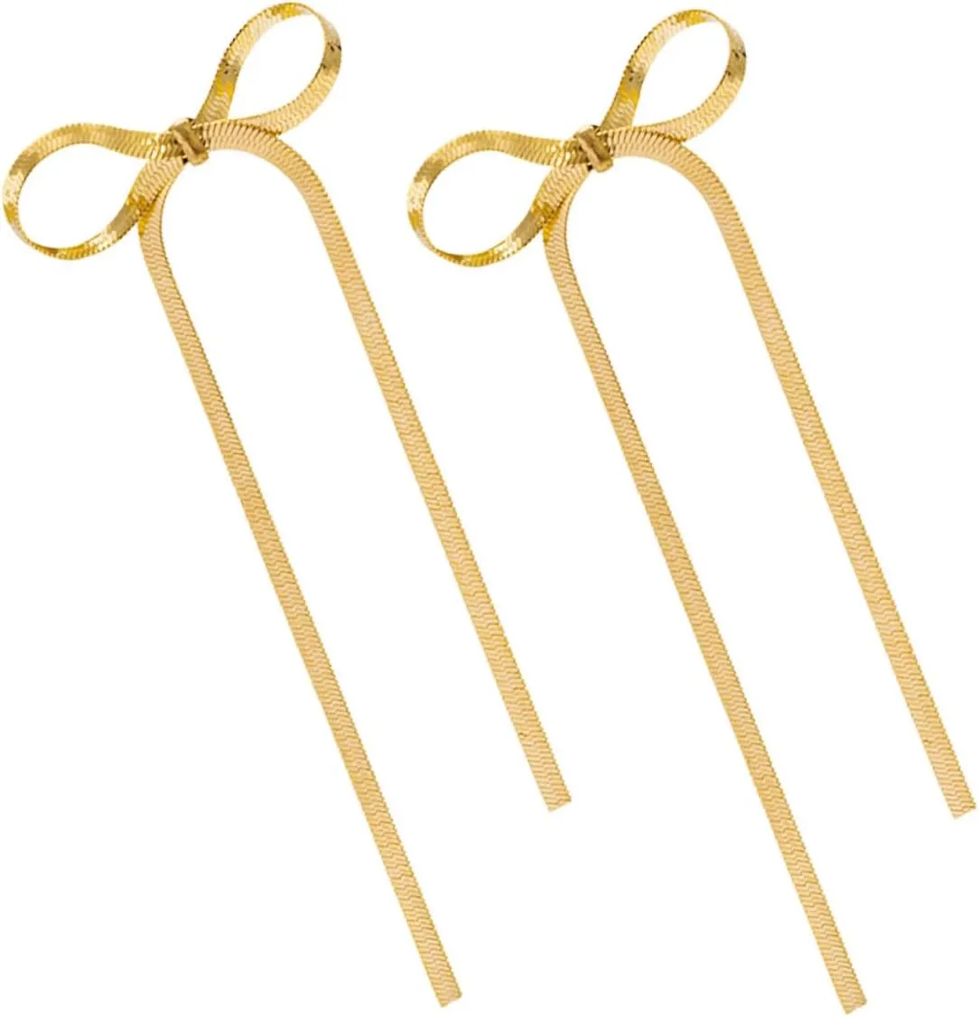1 Pair Bow Dangle Earrings for Women Minimalist Tassel Jewelry with Unique Design Elegant Drop Earrings Occasion Fashion