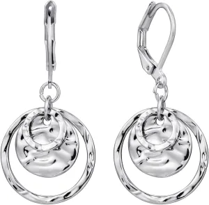 14K Gold Disc Leverback Earrings for Women Gold and Silver Circle Drop Dangle Earrings Jewelry Hypoallergenic Hammered Leverback Dangle Earrings for Gifts