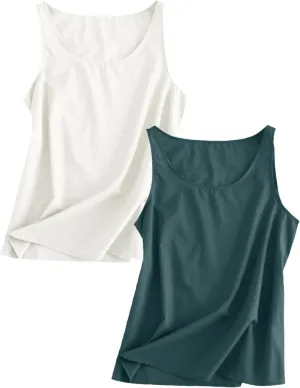 2 Pack Womens Linen Tank Tops 2025 Summer Beach Vacation Shirt Crew Neck Sleeveless Loose Fit Casual Blouse