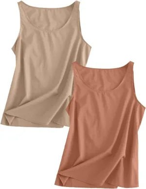 2 Pack Womens Linen Tank Tops 2025 Summer Beach Vacation Shirt Crew Neck Sleeveless Loose Fit Casual Blouse