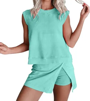 2 Piece Tops and Skorts for Woman Plus Size Athletic Tennis Dress for Women Summer Outfits for Women Sets Tracksuits