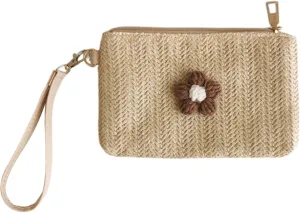 2023 Wristlet Wallet Women Girl Credit Card Card Holder with Wrist Strap Straw Woven Coin Change Purse