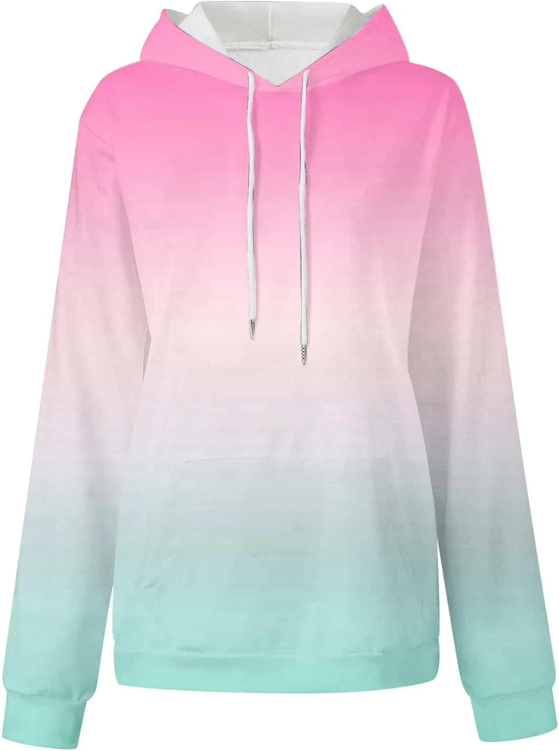 2024 Hoodies for Women Y2K Gradient Print Oversized Sweatshirt Casual Drawstring Hooded Pullover with Pocket
