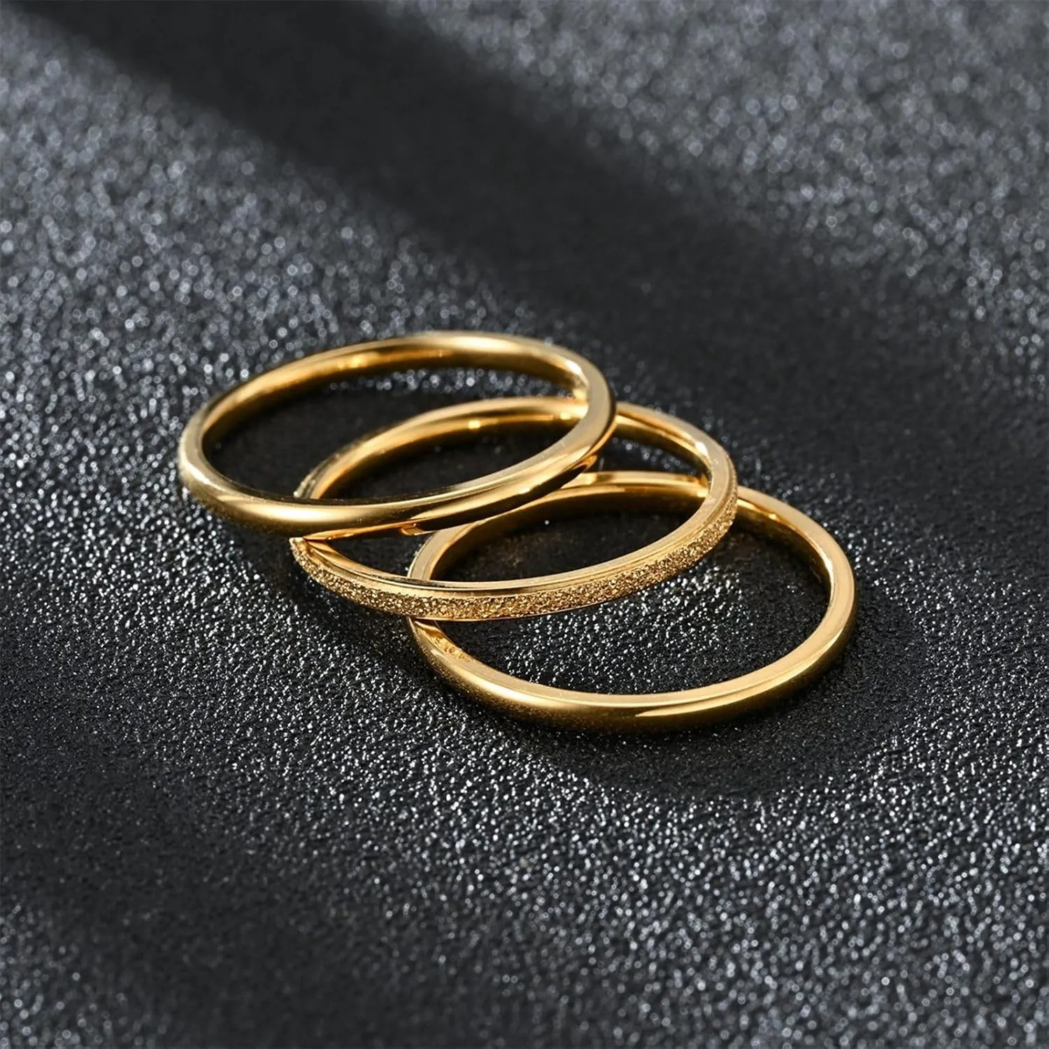 3 Pcs Stainless Steel Three-in-One Stackable Wedding Band Ring Wedding Engagement Rings Set Bridal Jewelry Gifts