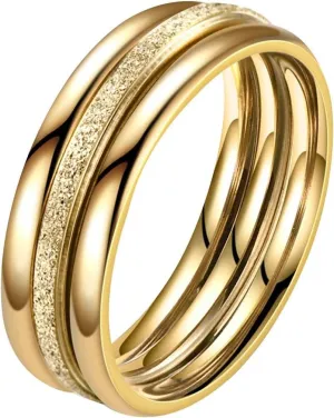 3 Pcs Stainless Steel Three-in-One Stackable Wedding Band Ring Wedding Engagement Rings Set Bridal Jewelry Gifts