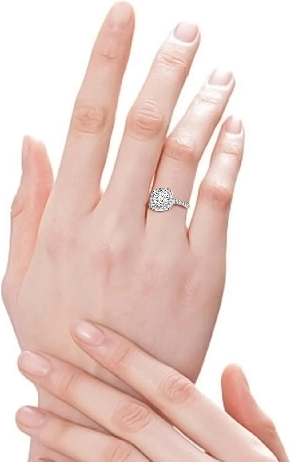 925 Sterling Silver Bridal Rings Sets for Women,Gold Plated Halo Cubic Zirconia Engagement Wedding Band Eternity Promise Ring