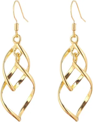 925 Sterling Silver Dangle Earrings for Women,Gold Plated Dangle Hoops for Mom Girlfriend Party Prom Trendy Jewelry Accessory