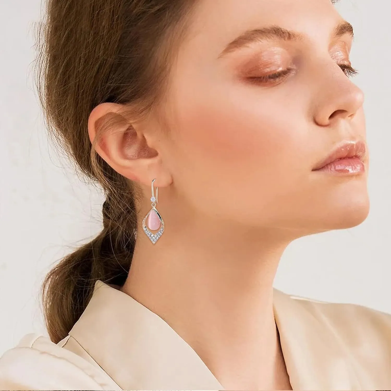 925 Sterling Silver Dangle Earrings for Women,Simulated Diamond Cubic Zirconia Drop Earrings Dainty Jewelry Gifts for Her Mom