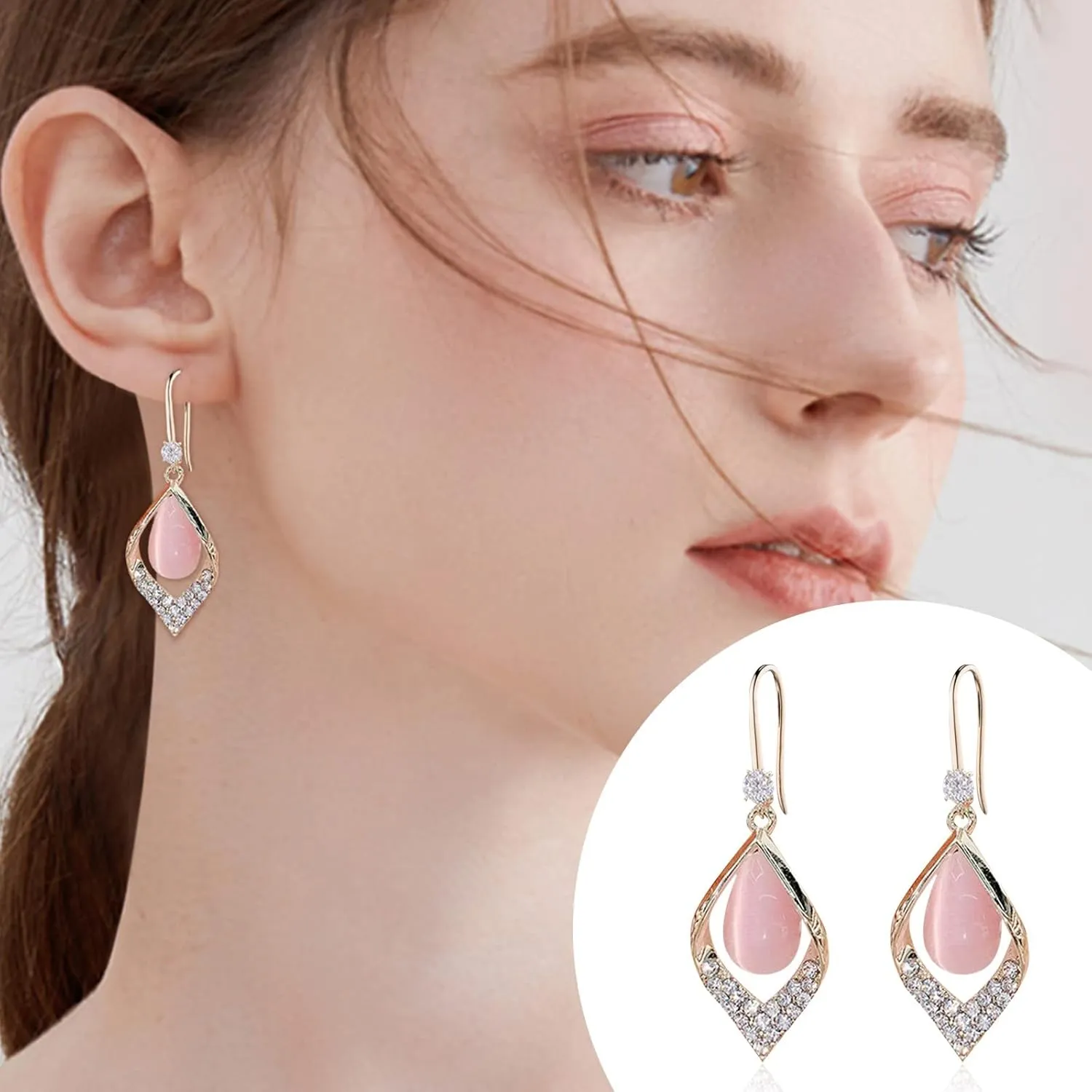 925 Sterling Silver Dangle Earrings for Women,Simulated Diamond Cubic Zirconia Drop Earrings Dainty Jewelry Gifts for Her Mom