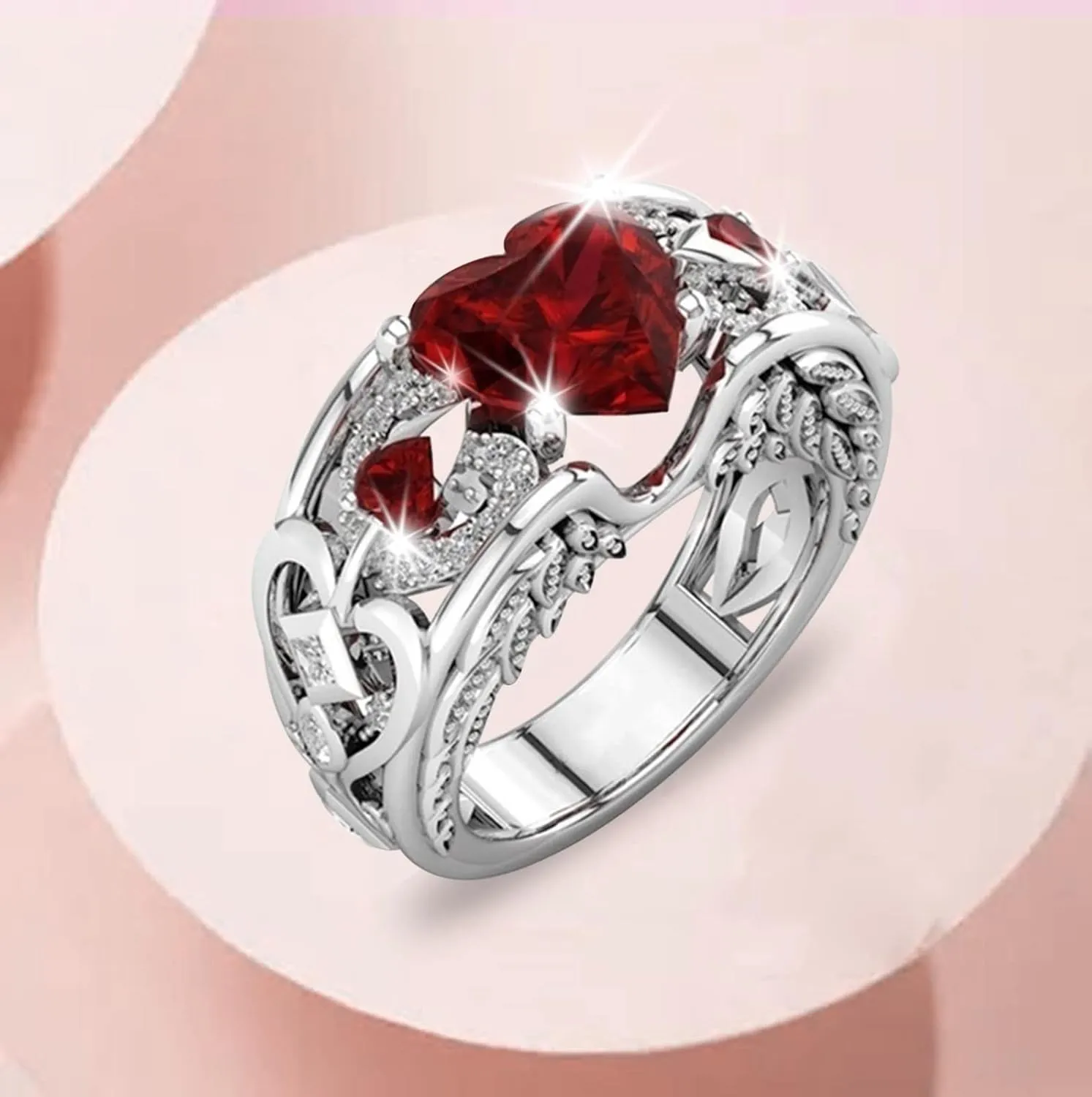 925 Sterling Silver Wedding Band Sets for Women,Heart Shape Cubic Zirconia Engagement eternity Rings Jewelry Rings for Ladies