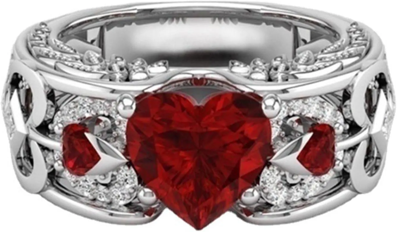 925 Sterling Silver Wedding Band Sets for Women,Heart Shape Cubic Zirconia Engagement eternity Rings Jewelry Rings for Ladies