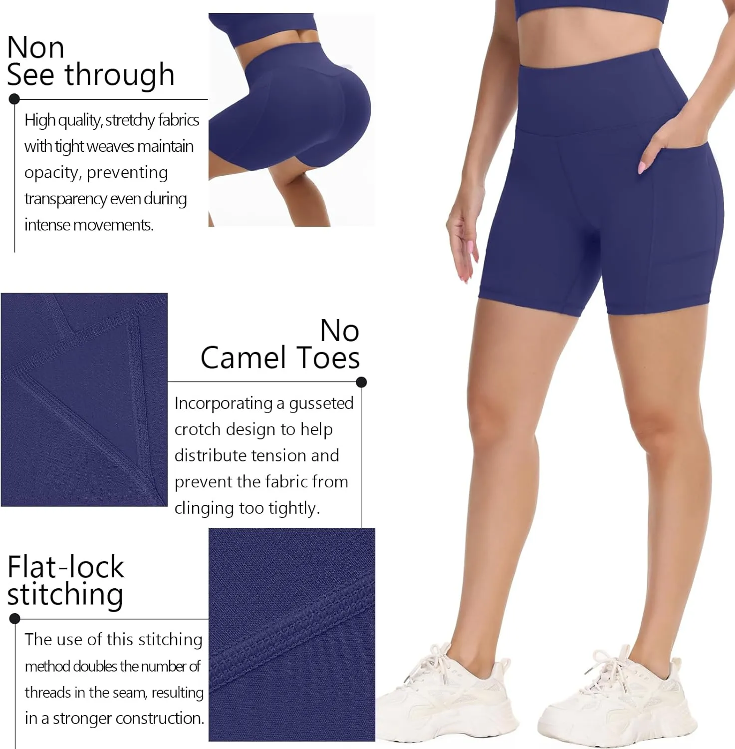 ALWAYSONE Biker Shorts Women Non See Through Yoga Shorts Tummy Control Workout Shorts Gym Shorts Athletic Shorts