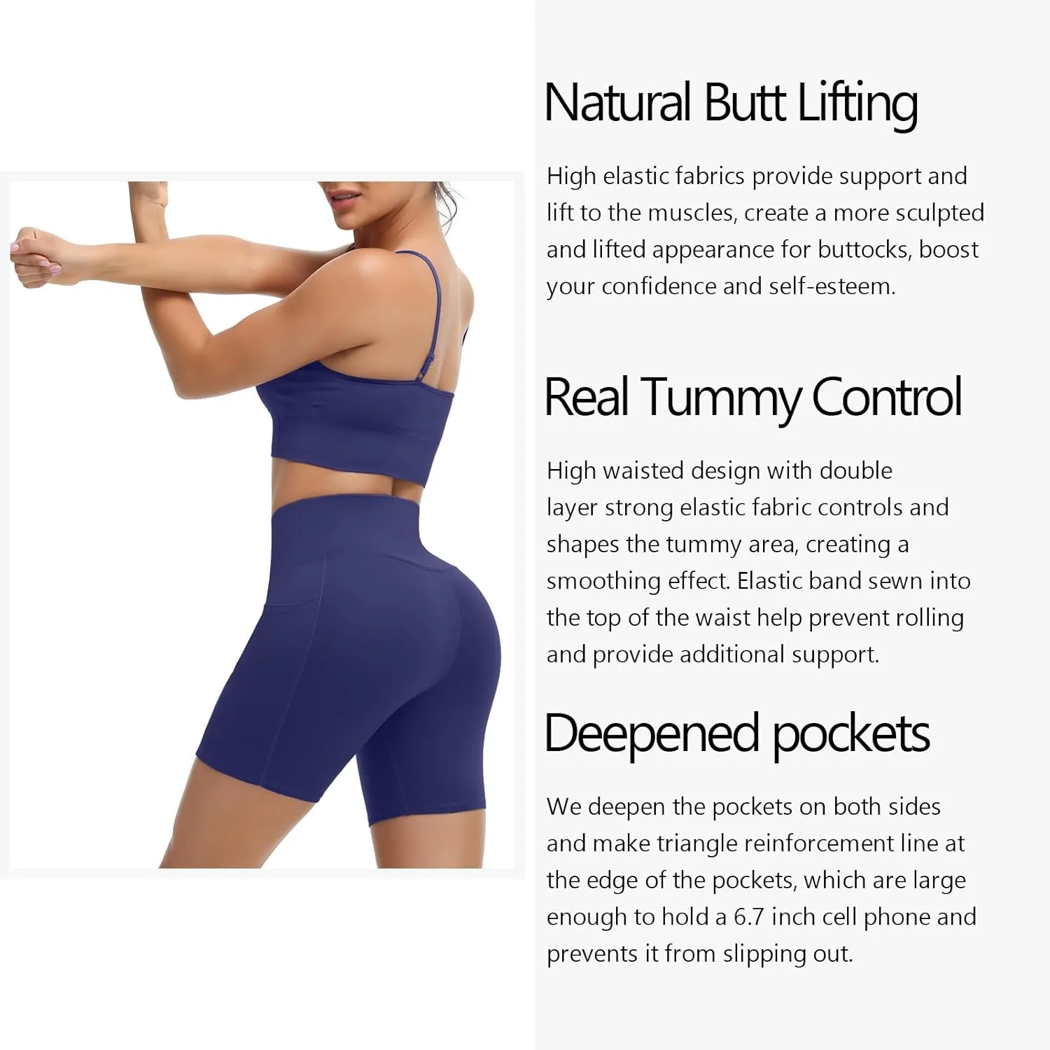 ALWAYSONE Biker Shorts Women Non See Through Yoga Shorts Tummy Control Workout Shorts Gym Shorts Athletic Shorts