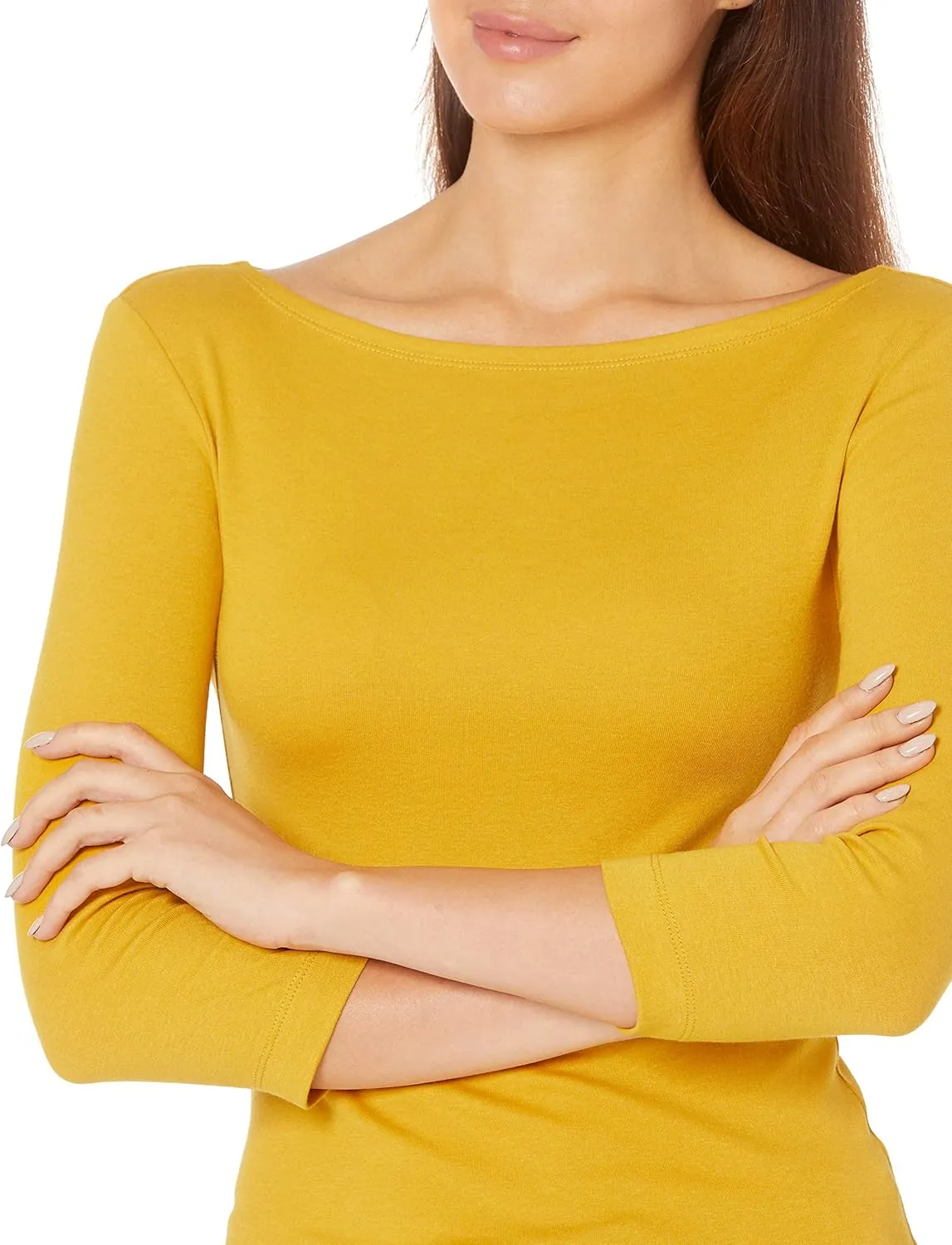Amazon Essentials Women's Slim-Fit 3/4 Sleeve Boat Neck T-Shirt