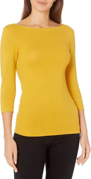 Amazon Essentials Women's Slim-Fit 3/4 Sleeve Boat Neck T-Shirt