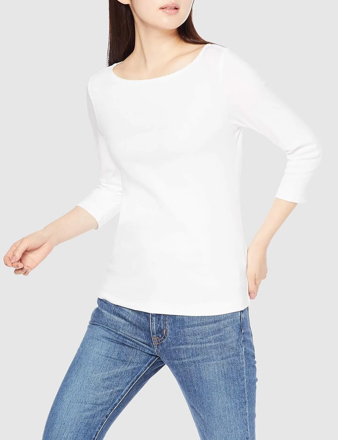 Amazon Essentials Women's Slim-Fit 3/4 Sleeve Boat Neck T-Shirt