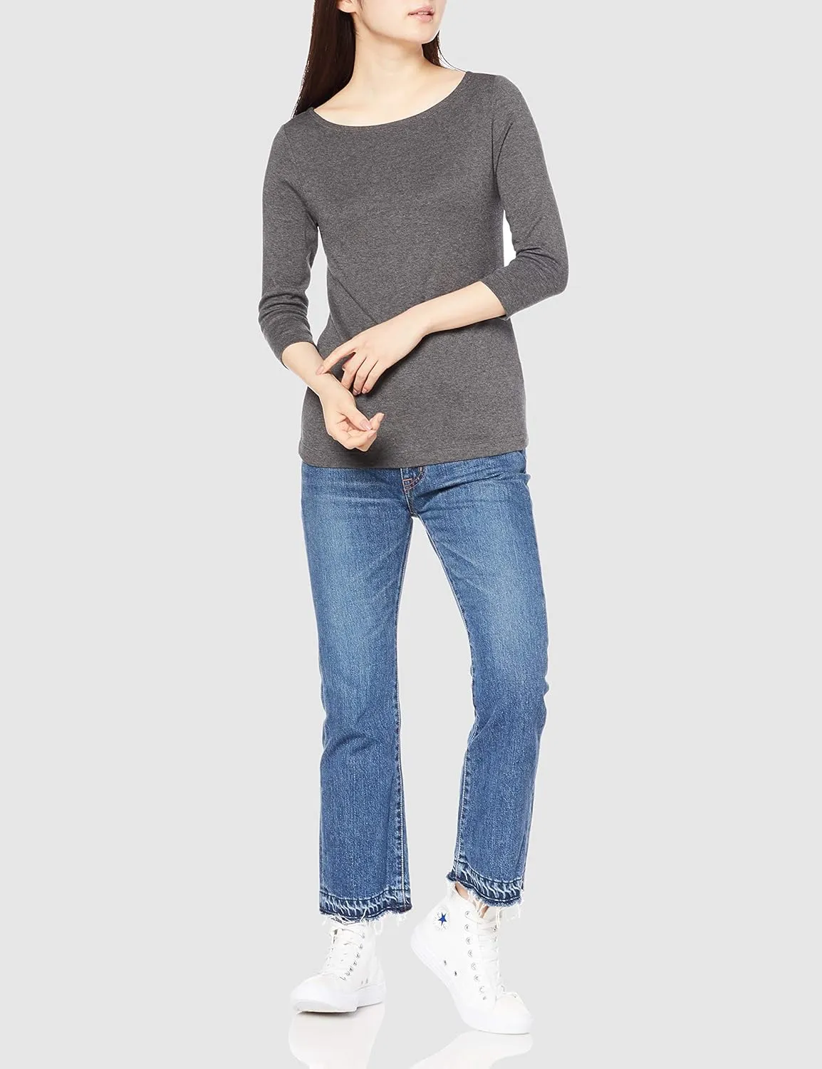 Amazon Essentials Women's Slim-Fit 3/4 Sleeve Boat Neck T-Shirt