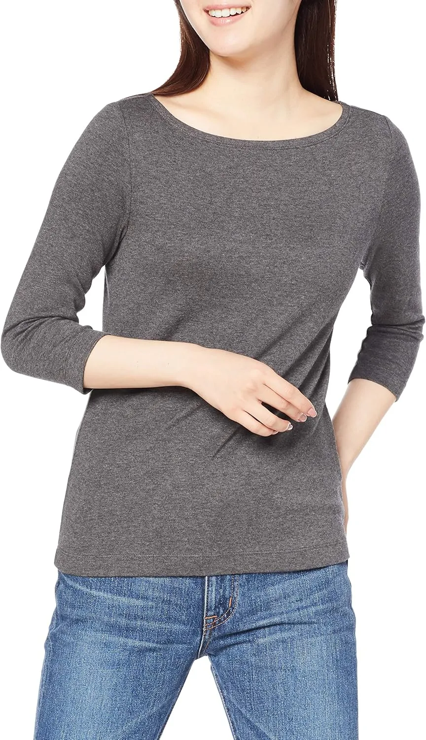 Amazon Essentials Women's Slim-Fit 3/4 Sleeve Boat Neck T-Shirt