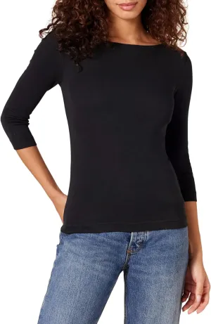 Amazon Essentials Women's Slim-Fit 3/4 Sleeve Boat Neck T-Shirt