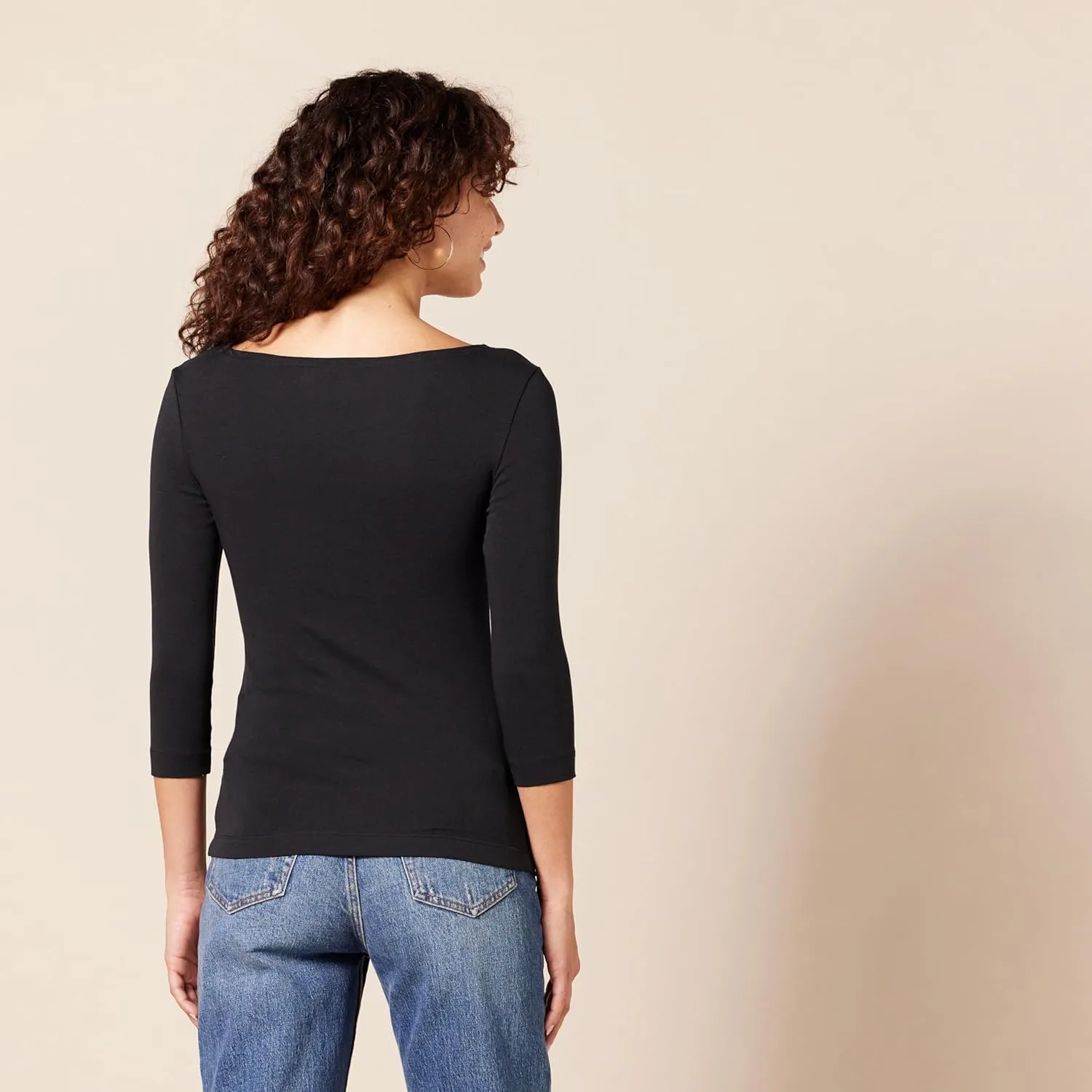 Amazon Essentials Women's Slim-Fit 3/4 Sleeve Boat Neck T-Shirt