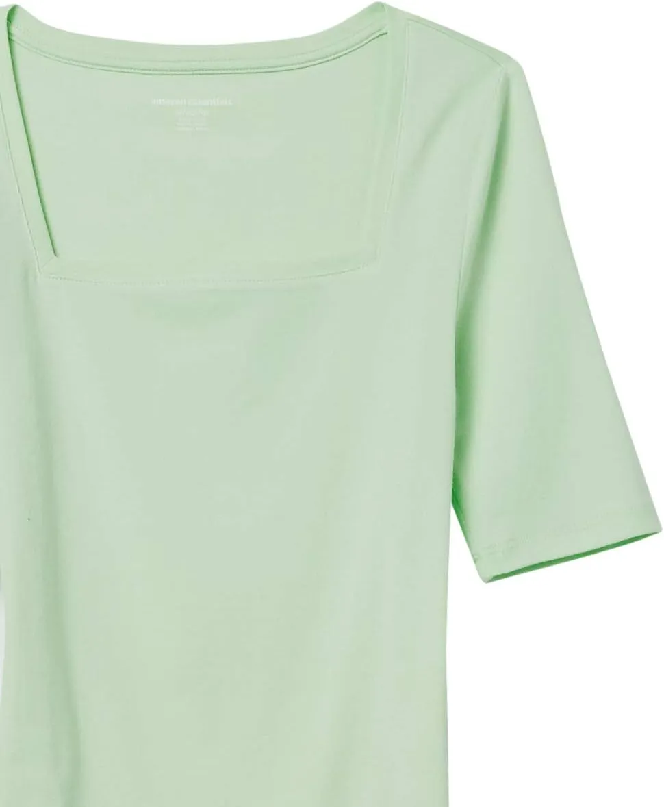 Amazon Essentials Women's Slim-Fit Half Sleeve Square Neck T-Shirt
