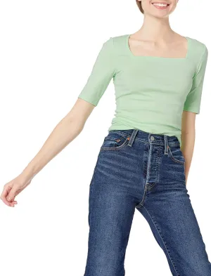 Amazon Essentials Women's Slim-Fit Half Sleeve Square Neck T-Shirt
