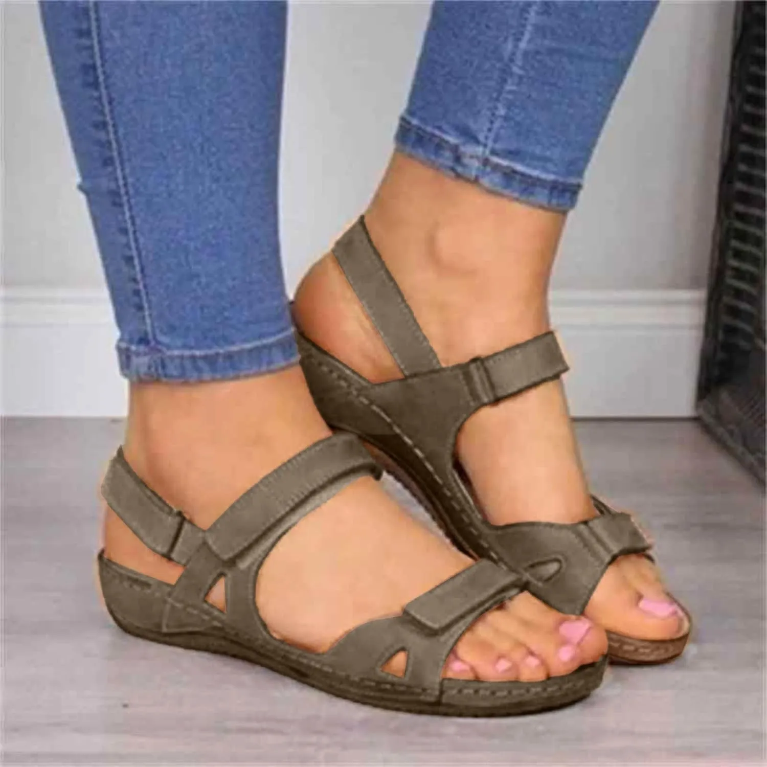AMDBEL Sandals for Women 2024 Dressy, Women's Comfortable Open Toe Flat Sandals Casual Summer Beach Soft Sandals Shoes