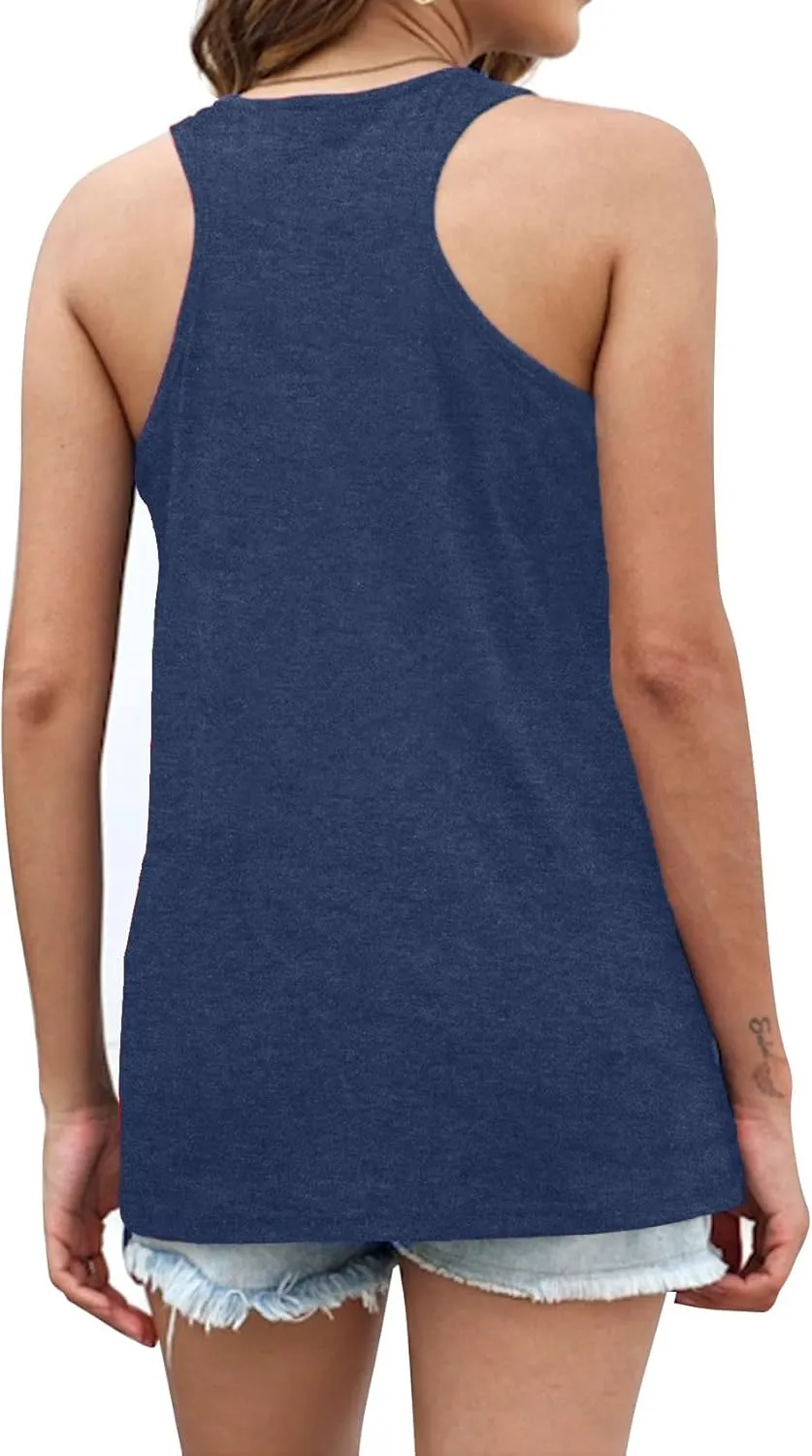 American Flag Tank Tops Women : Wine Glass Graphic Tees 4th of July Tops Patriotic Shirts Firework Tank Tops