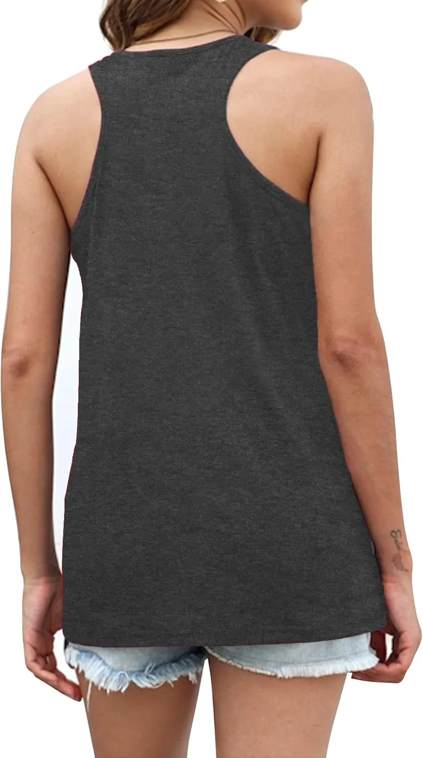 American Flag Tank Tops Women : Wine Glass Graphic Tees 4th of July Tops Patriotic Shirts Firework Tank Tops