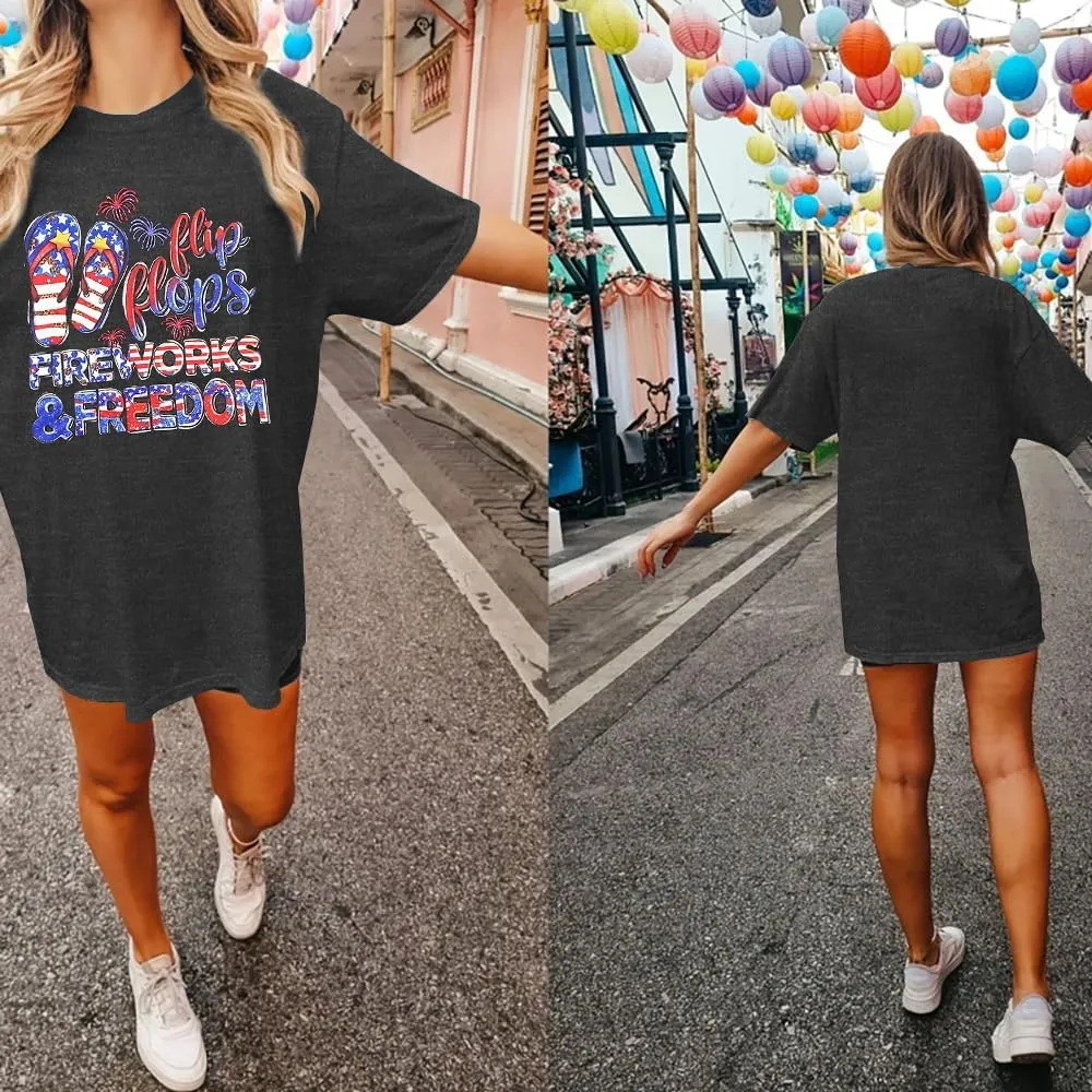 American Flag Tank Tops Women : Wine Glass Graphic Tees 4th of July Tops Patriotic Shirts Firework Tank Tops
