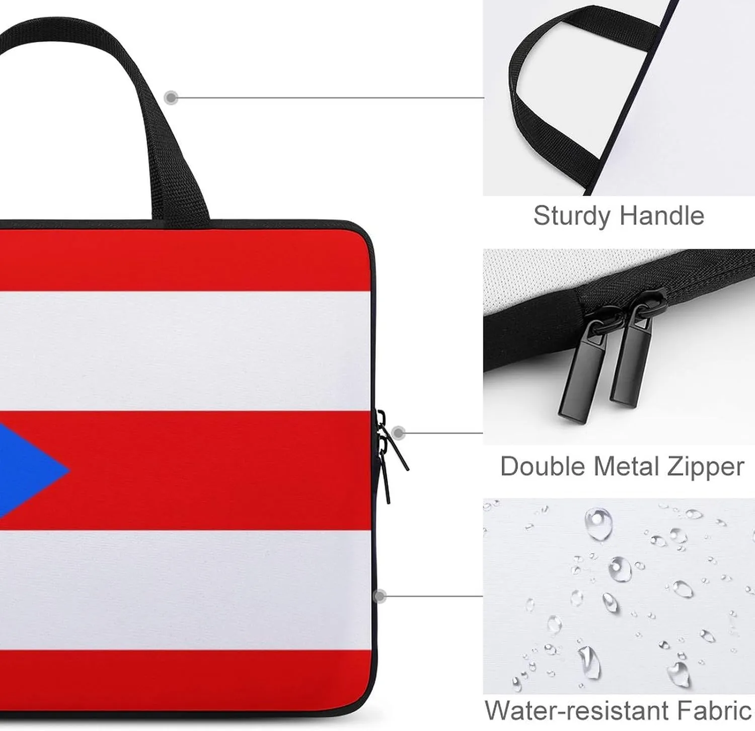 American Samoa Flag 15-15.6 Inch Laptop Case, Slim Neoprene Sleeve with Handle for Computer