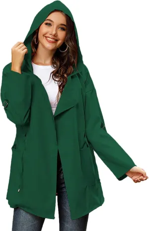 Andongnywell Women Lightweight Raincoat Waterproof Trench Coat Windbreaker Hiking Rain Jacket Breathable Outwear