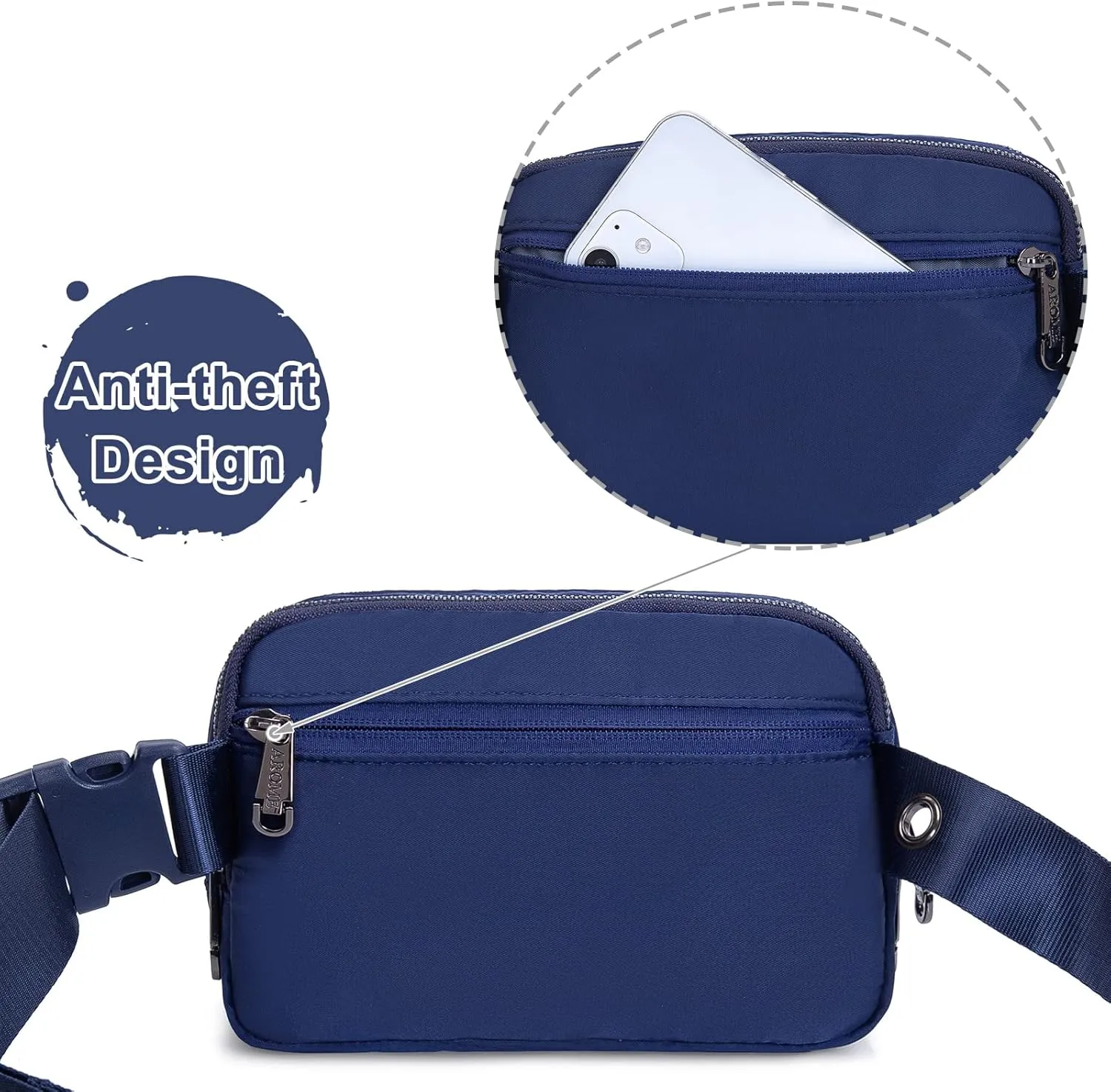 AROME Mini Belt Bag for Women, Fashion Waist Packs Fanny Pack Crossbody Bags with Strap Extender for Women Men, Waterproof Waist Bag Hip Bum Bag for Casual Travel Running Hiking Outdoor Sports