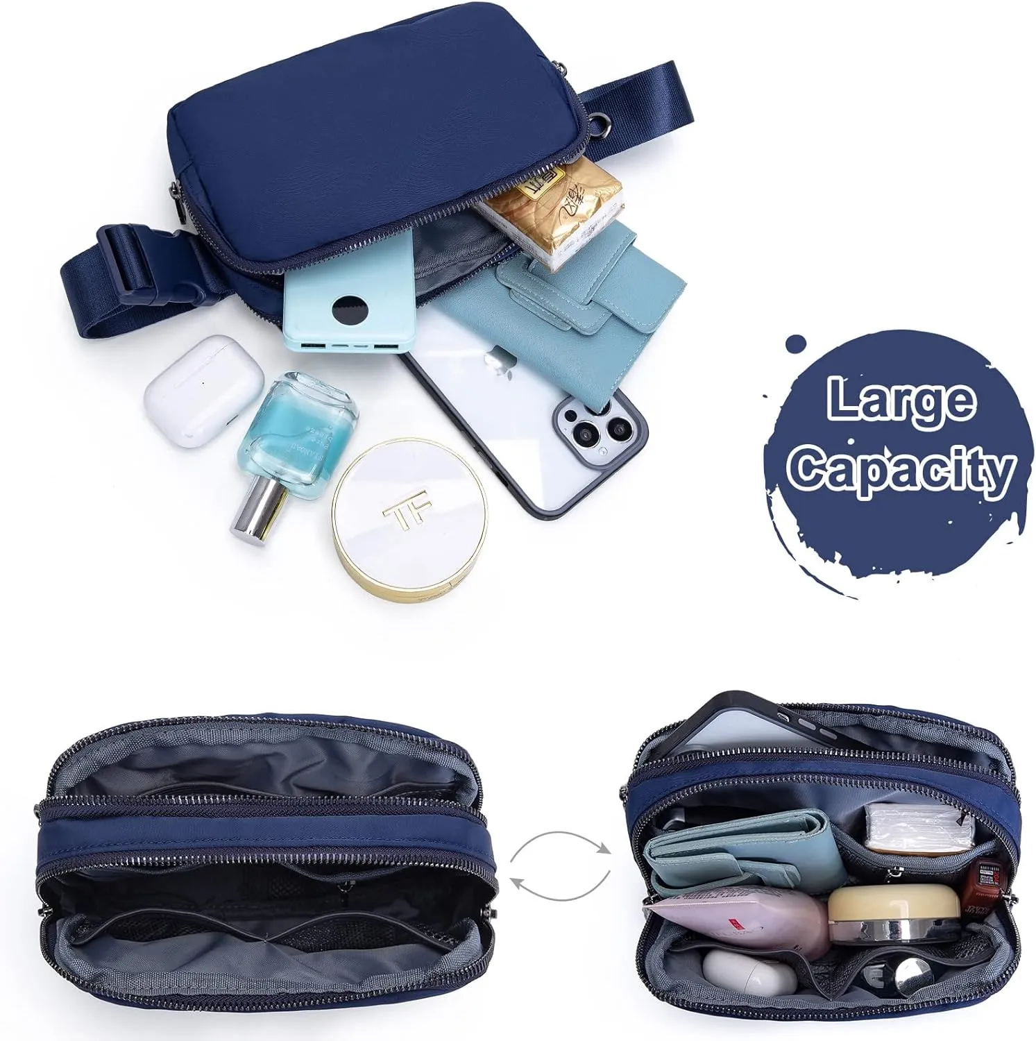 AROME Mini Belt Bag for Women, Fashion Waist Packs Fanny Pack Crossbody Bags with Strap Extender for Women Men, Waterproof Waist Bag Hip Bum Bag for Casual Travel Running Hiking Outdoor Sports