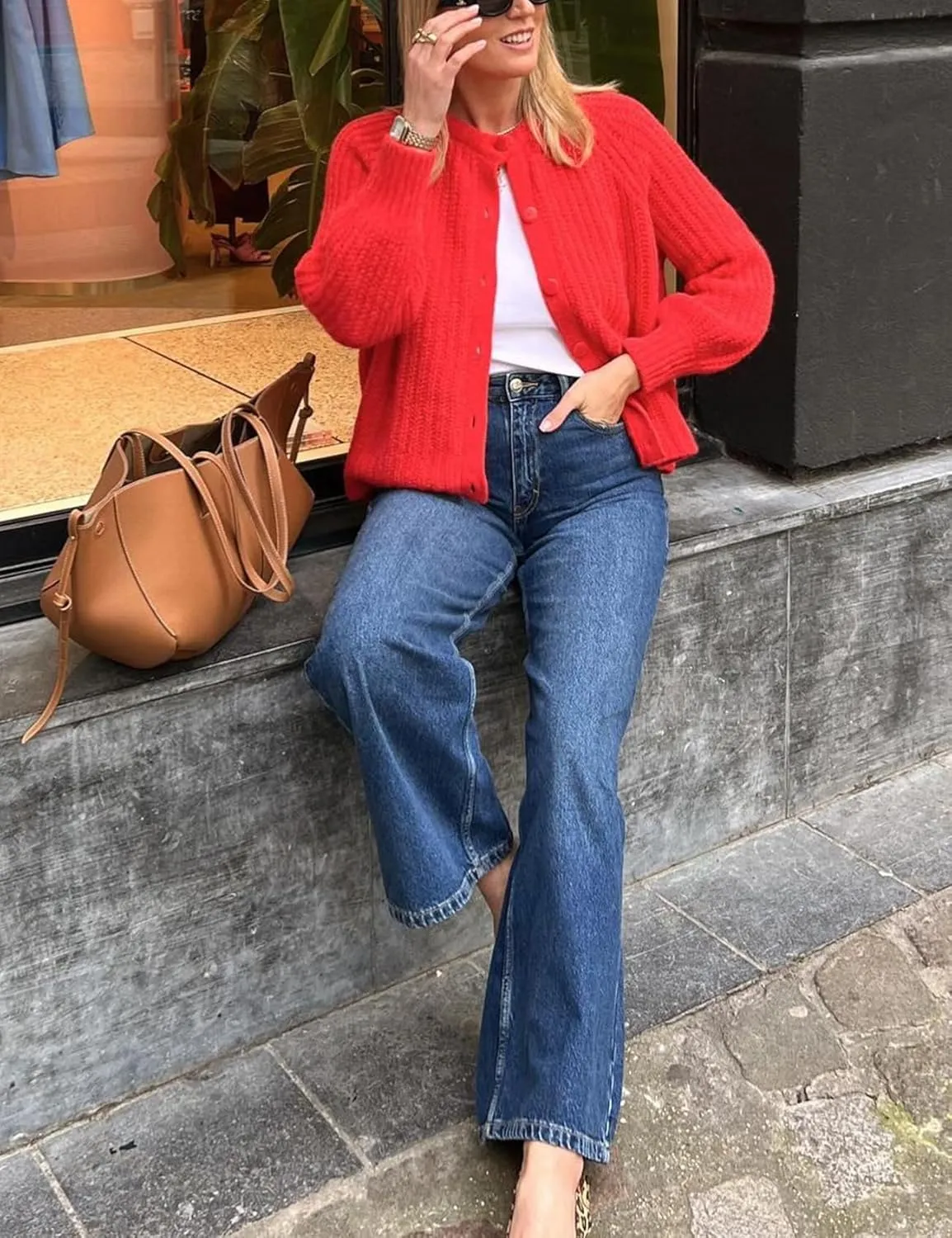 Arssm Womens Cute Cardigan Sweater Long Sleeve Crewneck Button Down Cardigans Knit Top Fashion 2024 Knitwear
