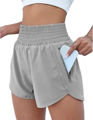 Athletic Shorts for Women Elastic High Waisted Shorts Running Workout Shorts Gym Elastic Workout Shorts Pocket