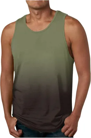 Beach Tank Tops for Men Funny Gradient Color Sleeveless Muscle Tshirt Casual Summer Vacation Tropical Shirts 2024