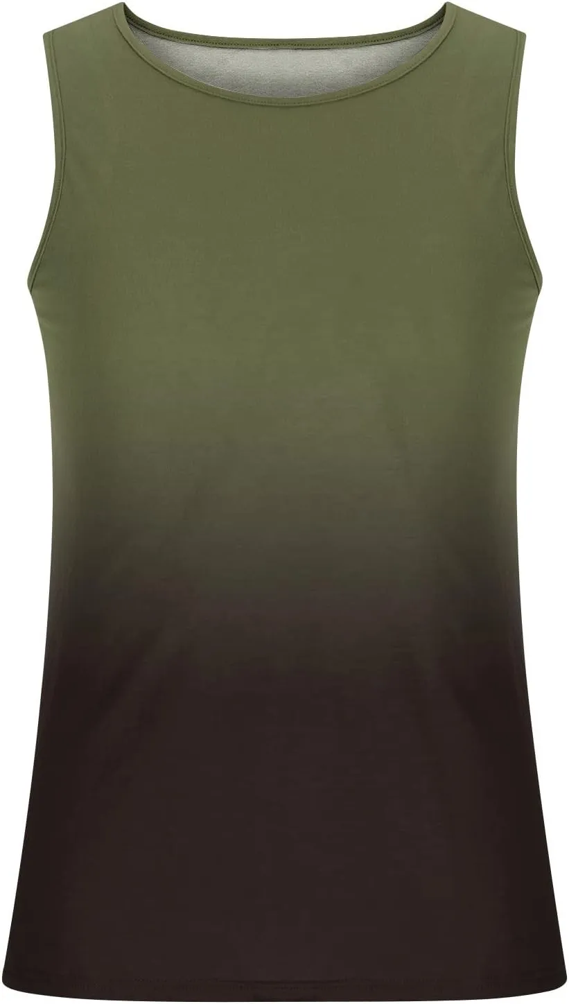 Beach Tank Tops for Men Funny Gradient Color Sleeveless Muscle Tshirt Casual Summer Vacation Tropical Shirts 2024