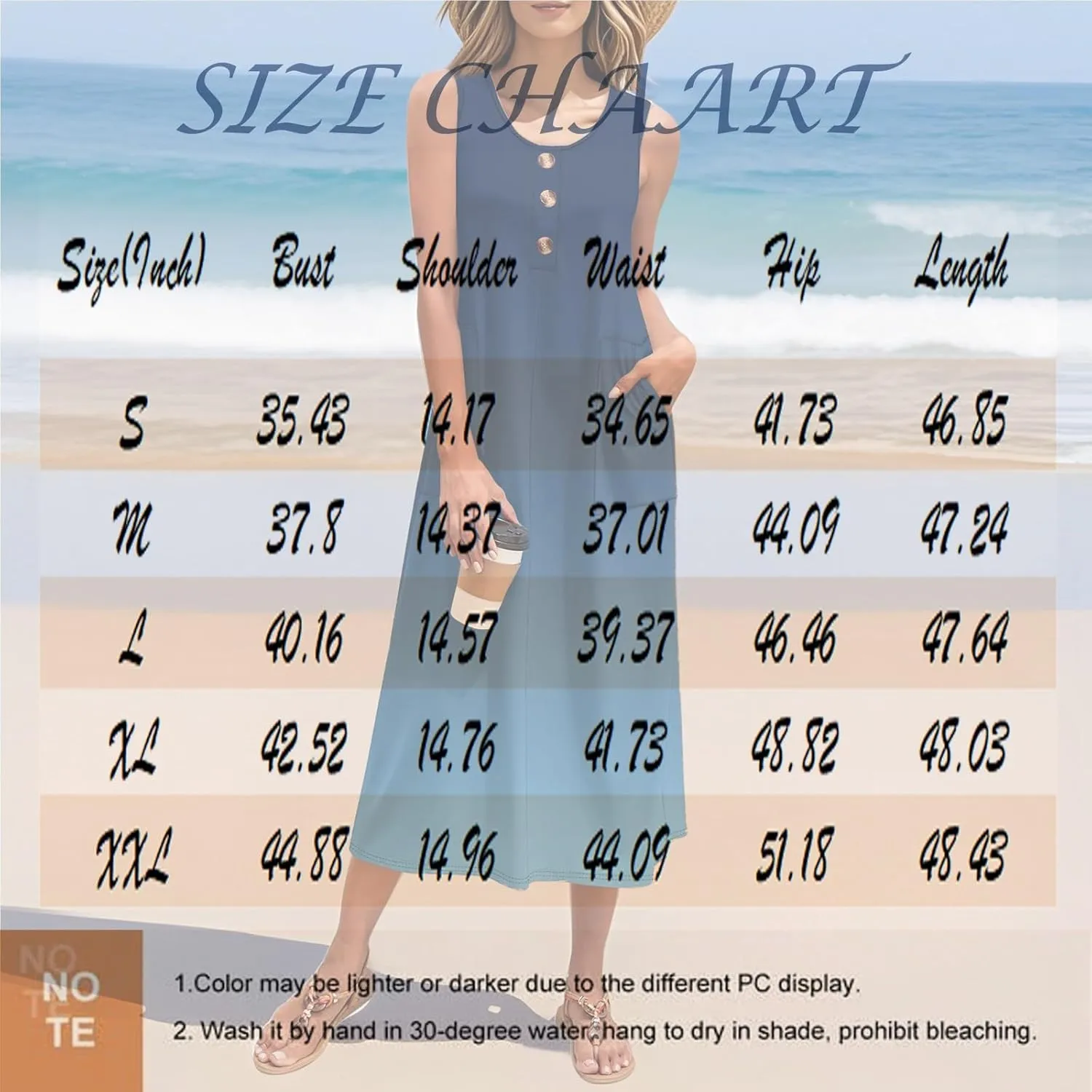 Beach Vacation Clothes for Women Casual Button U-Neck Swing Midi Dress Summer Dot Print Pocketed Long Flowy Dress