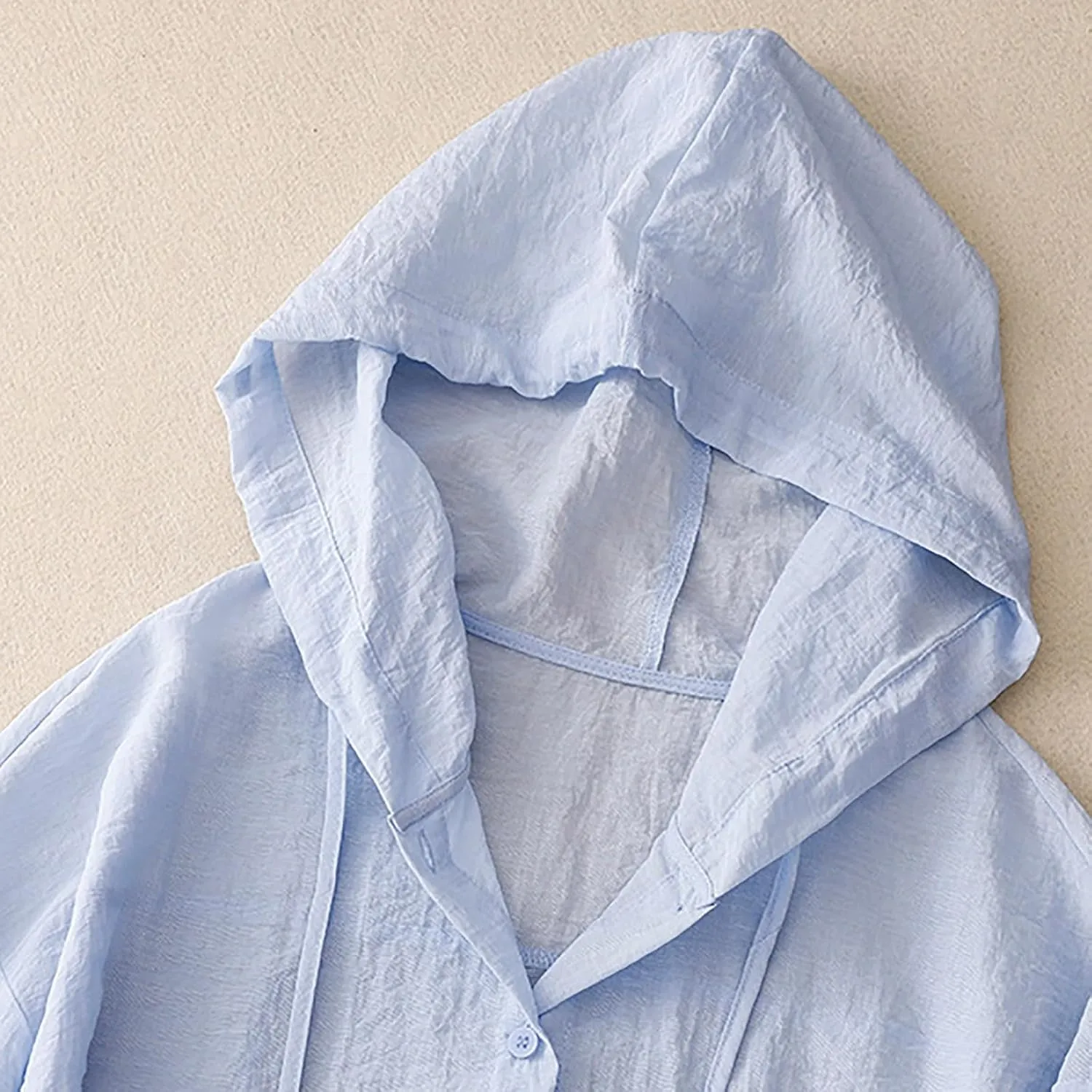 Binmer Women's Linen Sun Protection Hoodie Jacket Lightweight Long Sleeve Shirt Oversized Loose Breathable Hooded Cover Ups