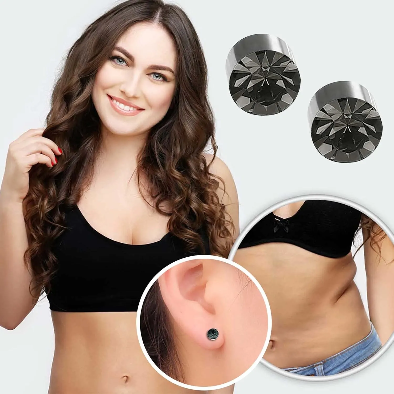 Birthstone Gemstone Prong Stud Earrings for Women,Stainless Steel Non Piercing Magnetic Stud Earrings Trendy Jewelry Gifts