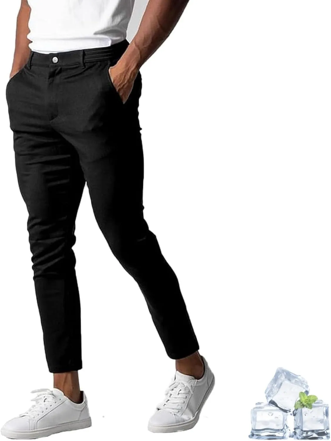 Bizgent Active Chinos, Active Chinos Pants Men,Elasticity Slim Fit Pants for Men Casual Solid Trousers