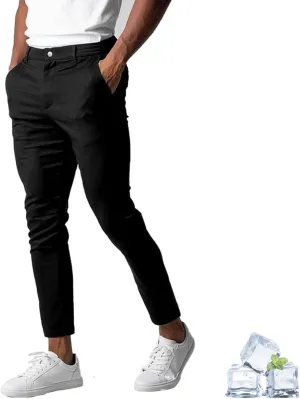 Bizgent Active Chinos, Active Chinos Pants Men,Elasticity Slim Fit Pants for Men Casual Solid Trousers