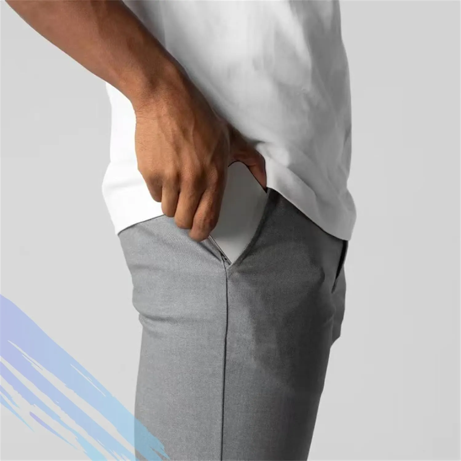 Bizgent Active Chinos, Active Chinos Pants Men,Elasticity Slim Fit Pants for Men Casual Solid Trousers