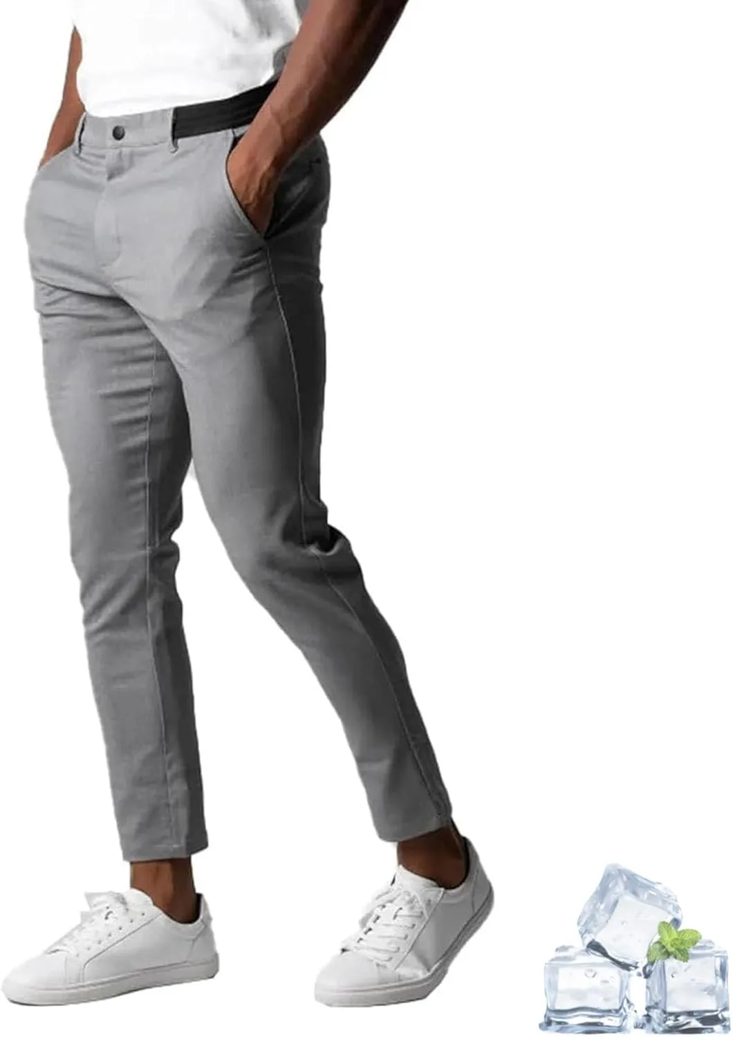 Bizgent Active Chinos, Active Chinos Pants Men,Elasticity Slim Fit Pants for Men Casual Solid Trousers