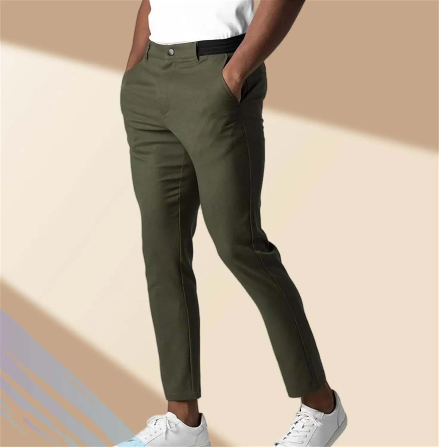Bizgent Active Chinos, Active Chinos Pants Men,Elasticity Slim Fit Pants for Men Casual Solid Trousers