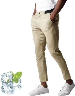Bizgent Active Chinos, Foueo Active Pants Men, Mens Chinos Slim Fit Stretch Skinny Tapered Dress Pant