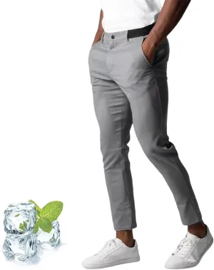 Bizgent Active Chinos, Foueo Active Pants Men, Mens Chinos Slim Fit Stretch Skinny Tapered Dress Pant
