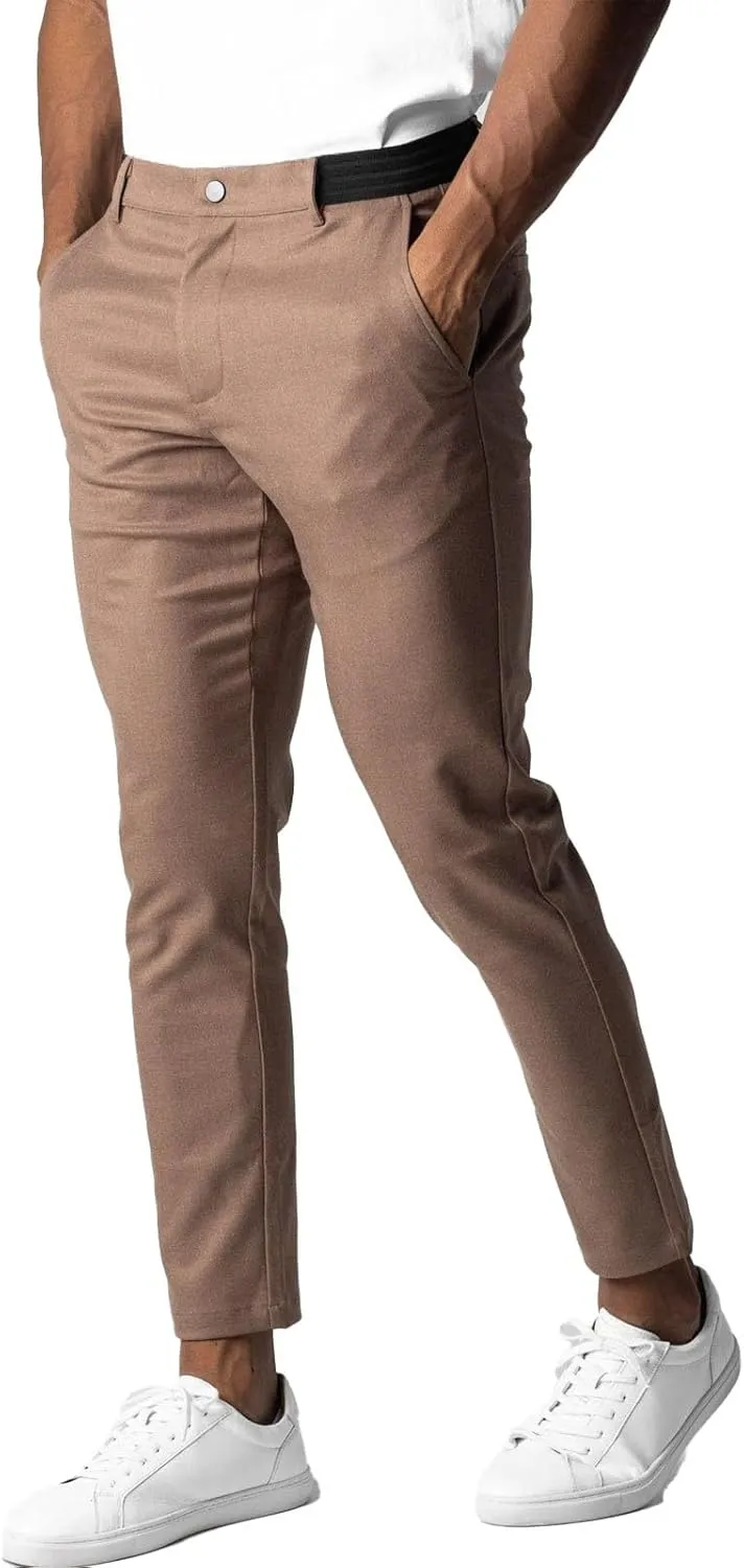 Bizgent Chinos Pants Men Slim Fit Casual Pants for Men Trousers Loose Fit Straight Legs Elastic Active Chinos Pants