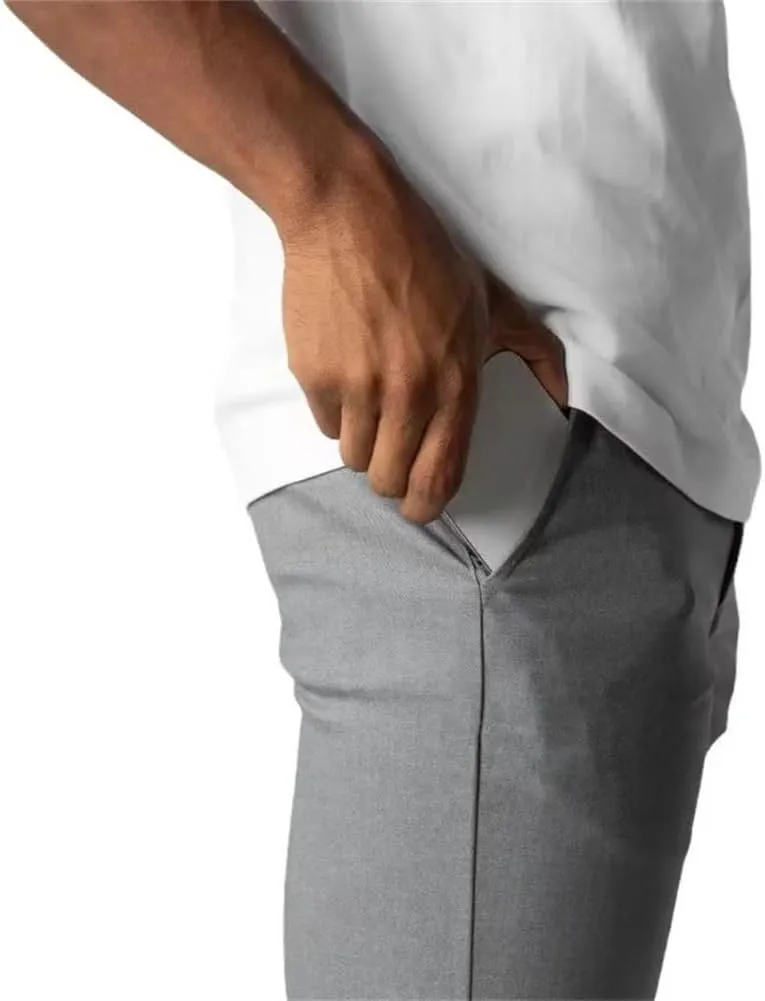 Bizgent Chinos Pants Men Slim Fit Casual Pants for Men Trousers Loose Fit Straight Legs Elastic Active Chinos Pants